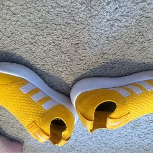 adidas Kids Yellow Slip-On Knit Sneakers with White Stripes